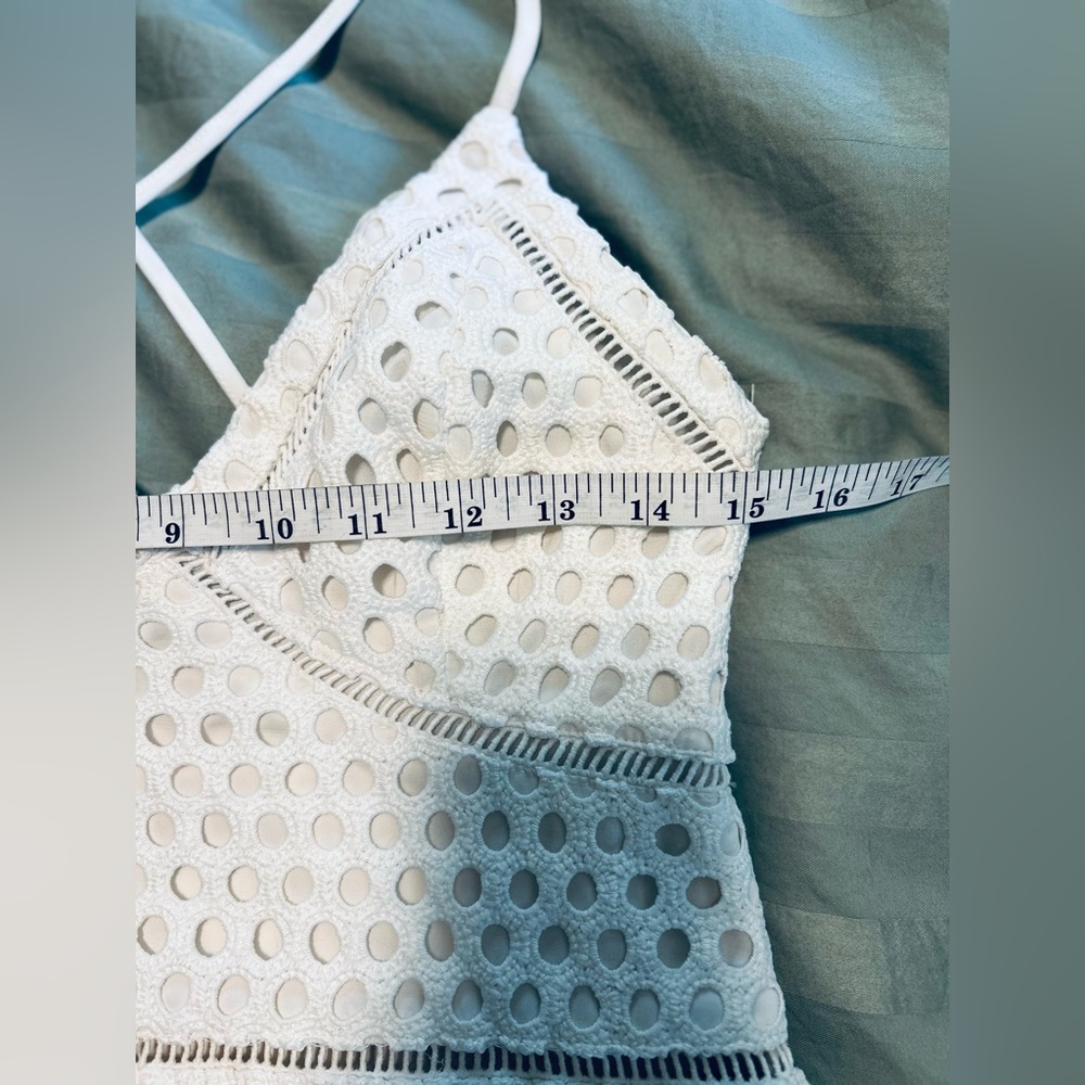 Abercrombie & Fitch White Spaghetti Strap Crochet Mini Sundress Size ST - Picture 6 of 13